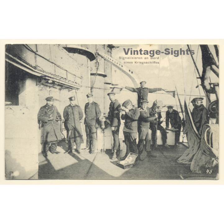 Signalisieren An Bord Eines Kriegsschiffes / Ship Stamp (Vintage PC 1914)