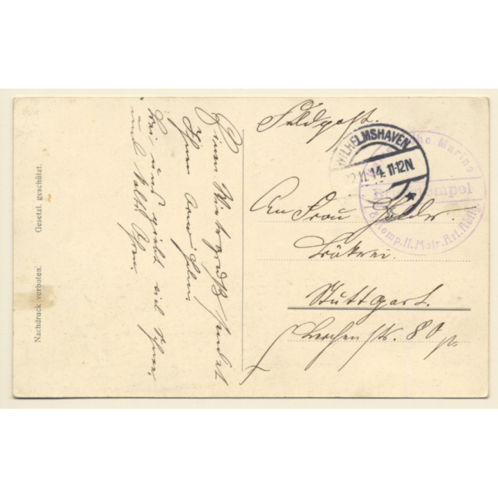 Signalisieren An Bord Eines Kriegsschiffes / Ship Stamp (Vintage PC 1914)