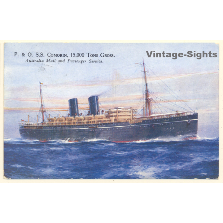 P. & O. S.S. Comorin / Paquebot Postmark (Vintage PC 1933)