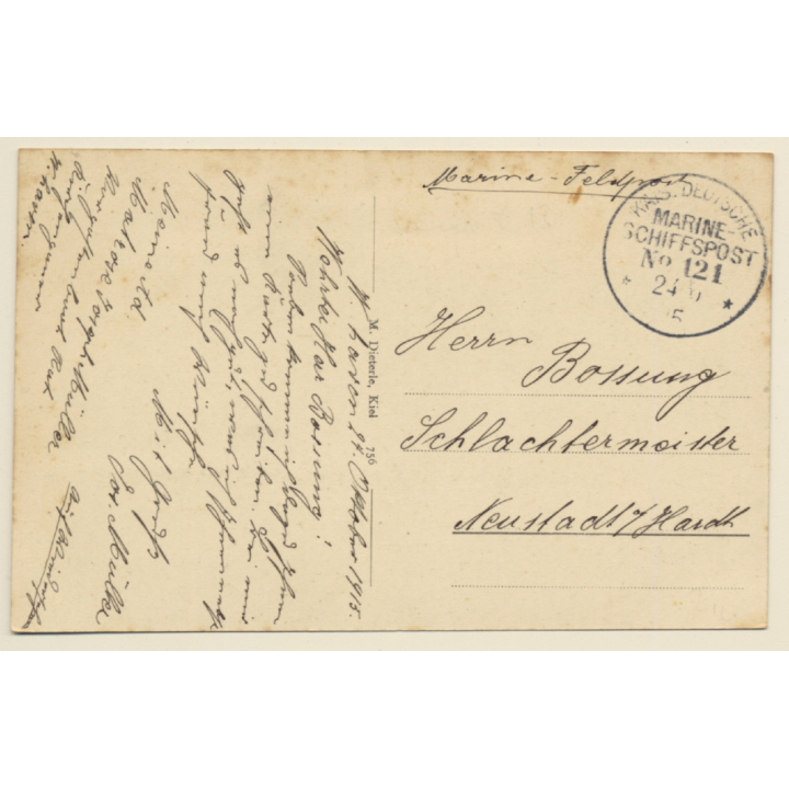 Bugwelle Bei In Kiellinie Fahrenden Linienschiffen / Marine Schiffspost (Vintage PC 1915)