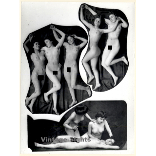 1920s Erotica: 3 Different Takes Of 3 Belle Epoque Nudes / Boudoir (Large Photo Reprint ~ 24x18 CM)