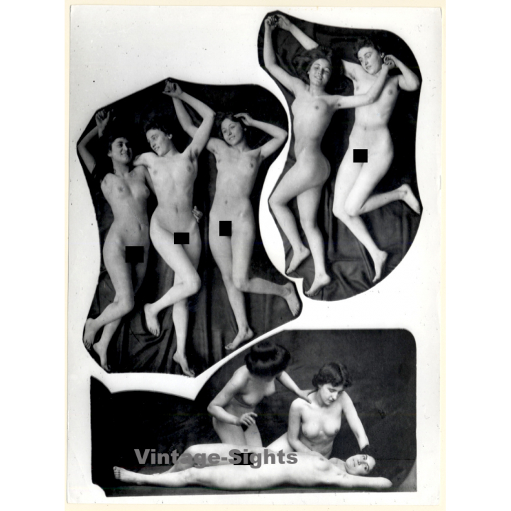 1920s Erotica: 3 Different Takes Of 3 Belle Epoque Nudes / Boudoir (Large Photo Reprint ~ 24x18 CM)