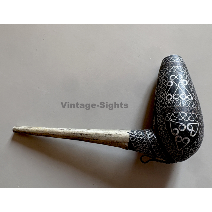 Beautiful Hand-Painted Vintage Tuareg Smoking Pipe (North Africa)