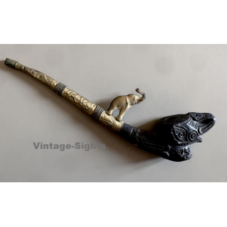 Rare Vintage Burmese Elephant Clay Pipe (~1940s/1950s)