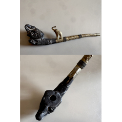 Rare Vintage Burmese Elephant Clay Pipe (~1940s/1950s)