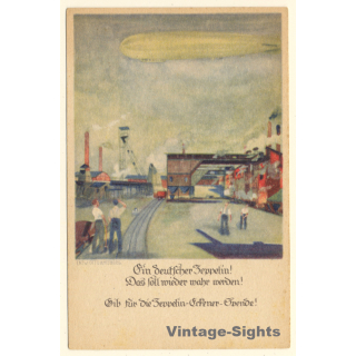 Otto Amtsberg: Ein Deutscher Zeppelin / Eckener Spende (Vintage Artist PC 1920s)