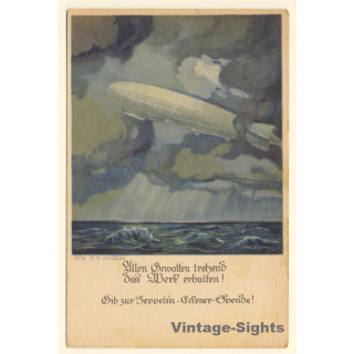 Otto Amtsberg: Gib Zur Zeppelin - Eckener Spende (Vintage Artist PC 1920s)