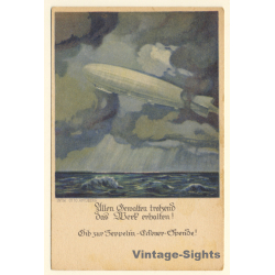 Otto Amtsberg: Gib Zur Zeppelin - Eckener Spende (Vintage Artist PC 1920s)