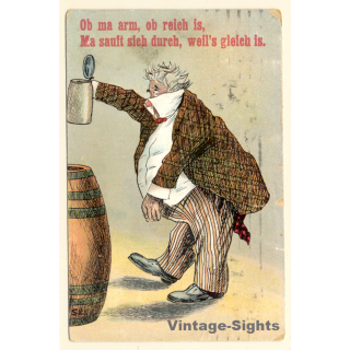 Beer Drinking - Humor - Alcohol - Mug (Vintage PC 1925)