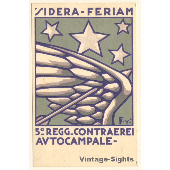 F.Y.: 5° Reggimento Contraerei Autocampale / Militaria (Vintage Artist PC 1930s)