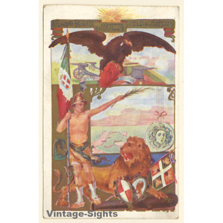 3° Reggimento Artigleria Da Costa Forteza / Militaria (Vintage PC ~1910s)