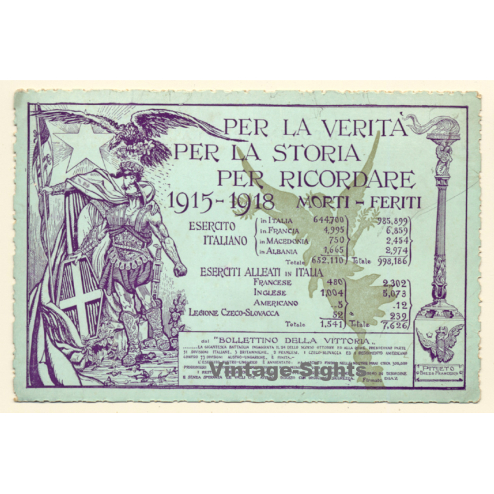WW1 Propaganda: Per La Verita Per La Storia Per Ricordare 1915-1918 (Vintage PC ~1910s)