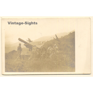 Italo-Turkish War (1911-1912): Italian Soldiers Near Howitzer (Vintage RPPC)