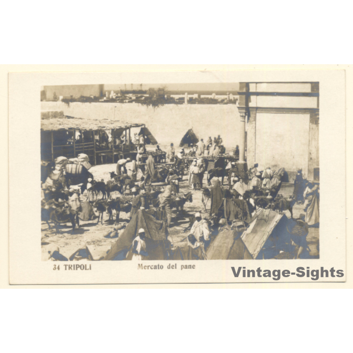 Italian Tripolitania: Tripoli - Mercato Del Pane / Militaria (Vintage RPPC ~1910s)
