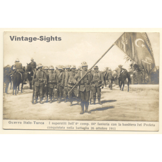 Italo-Turkish War (1911-1912): Survivors Of The 8th Infantry Regiment 84th Infantry (Vintage RPPC)