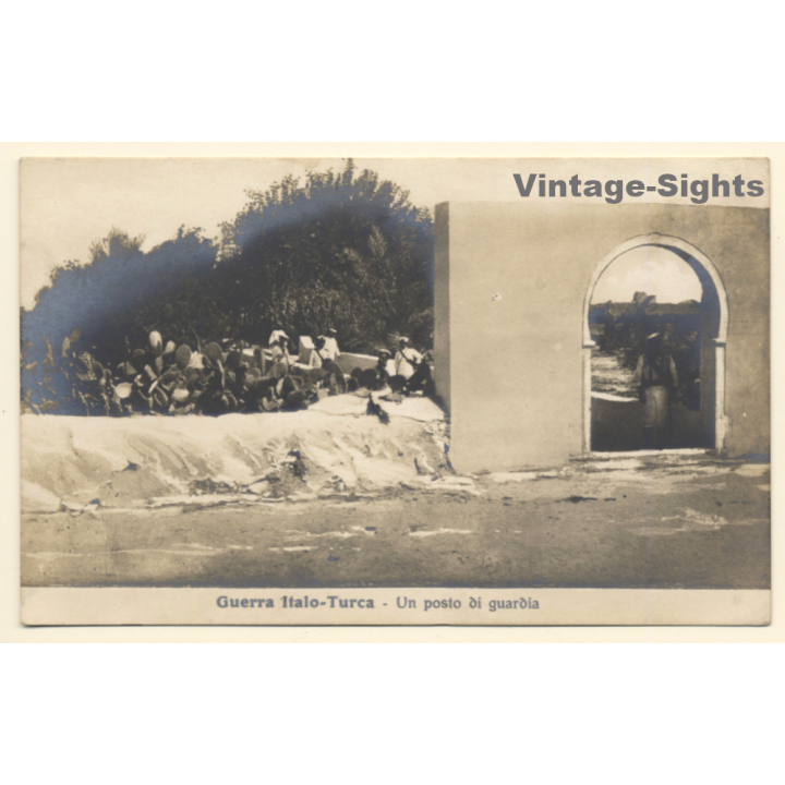 Italo-Turkish War (1911-1912): A Guardpost In The Desert (Vintage RPPC)