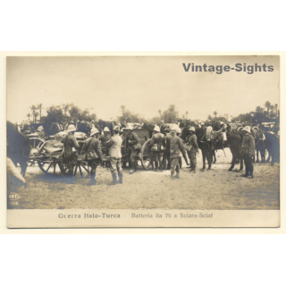 Italo-Turkish War (1911-1912): Battery From 75 To Sciari-Sciat / Cavalry (Vintage RPPC)