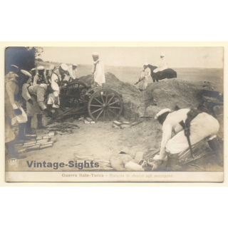 Italo-Turkish War (1911-1912): Landing Battery At The Outpost (Vintage RPPC)