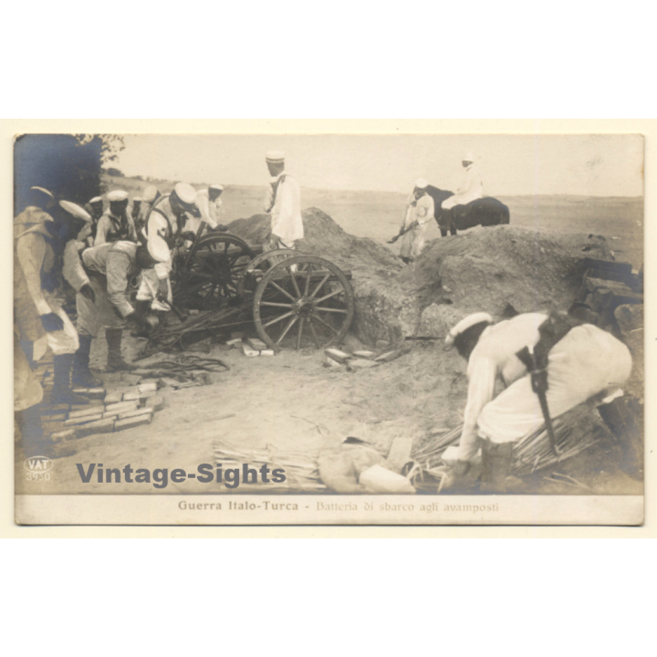 Italo-Turkish War (1911-1912): Landing Battery At The Outpost (Vintage RPPC)