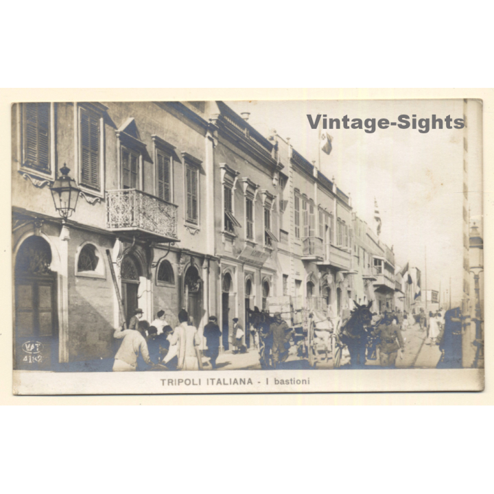 Colony Tripoli Italiana: Strada Dei Bastioni (Vintage RPPC ~1910s)