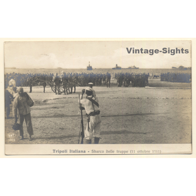 Colony Tripoli Italiana: Landing Of The Troops October 1911 *3 (Vintage RPPC)