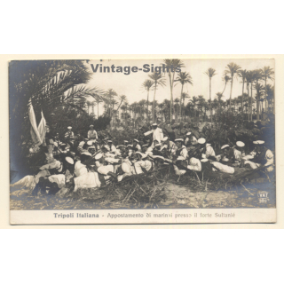 Colony Tripoli Italiana: Marine Soldiers At Fort Sultanié (Vintage RPPC ~1910s)
