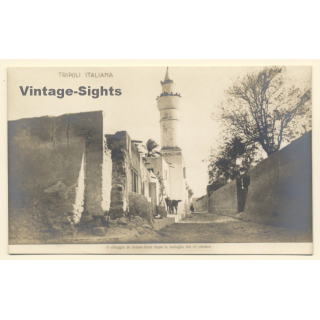 Colony Tripoli Italiana: Village Sciara-Sciat After Fight Oct. 23rd *2 (Vintage RPPC ~1910s)