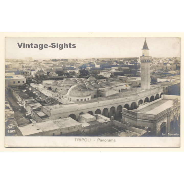 Colony Tripoli Italiana: Panorama *2 / Karamanli Mosque (Vintage RPPC ~1910s)