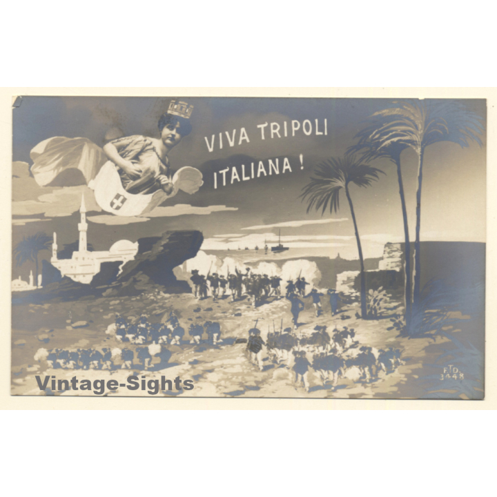 Italian Propaganda: Viva Tripoli Italiana! / Ex Colony (Vintage RPPC ~1910s)