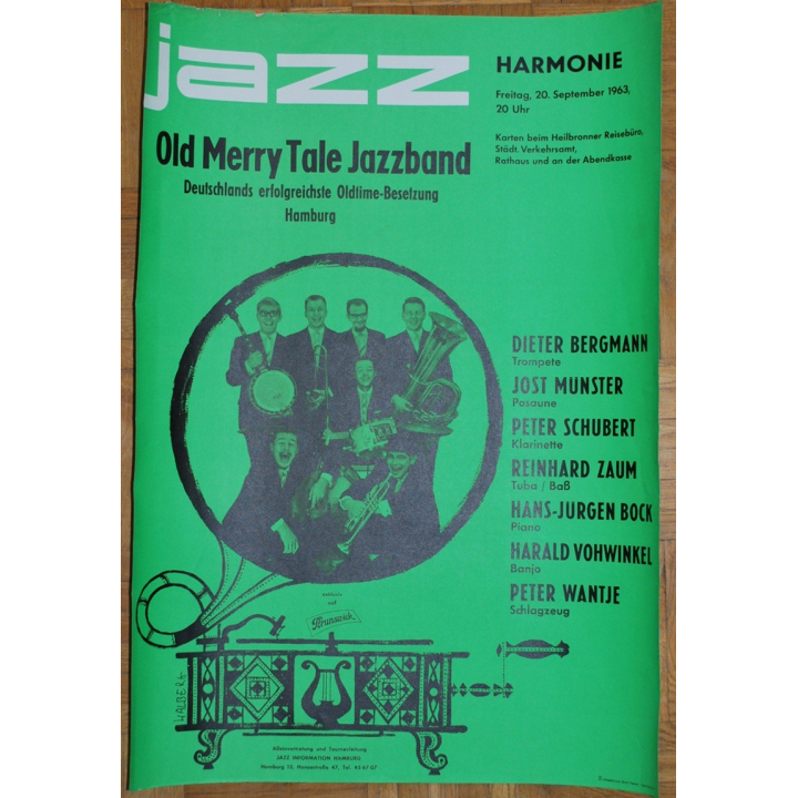 Old Merry Tale Jazzband - Jazz Harmonie 1963 (Vintage Jazz Concert Poster)