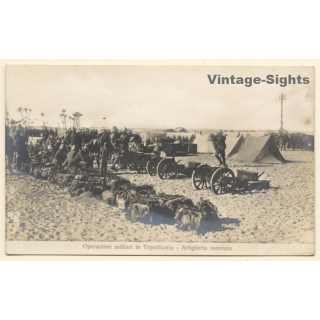 Colony Tripoli Italiana: Military Operations - Mounted Artillery (Vintage RPPC ~1910s)