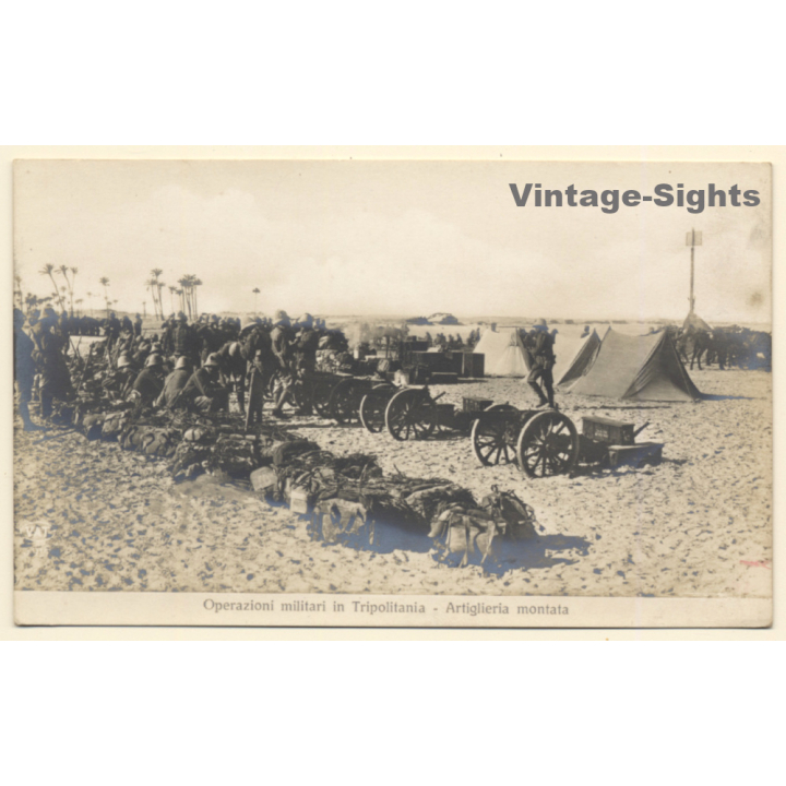 Colony Tripoli Italiana: Military Operations - Mounted Artillery (Vintage RPPC ~1910s)