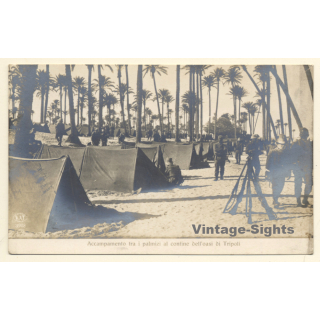 Colony Tripoli Italiana: Military Camp At Oasis (Vintage RPPC ~1910s)