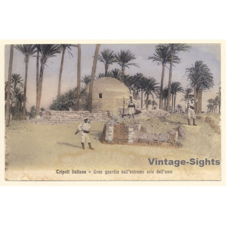 Colony Tripoli Italiana: Military Outpost On Far Edge Of Oasis *2 (Vintage PC ~1910s)