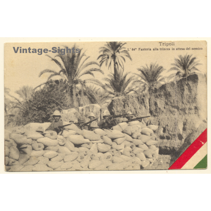 Italo-Turkish War (1911-1912): 84th Infantry At The Trench (Vintage PC ~1910s)