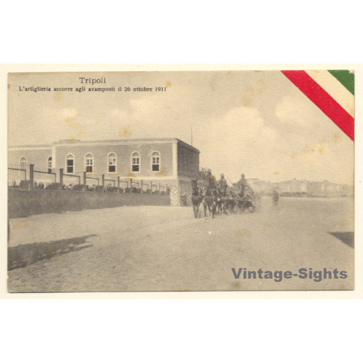Italo-Turkish War (1911-1912): Artillery On It's Way To Outpost (Vintage PC ~1910s)