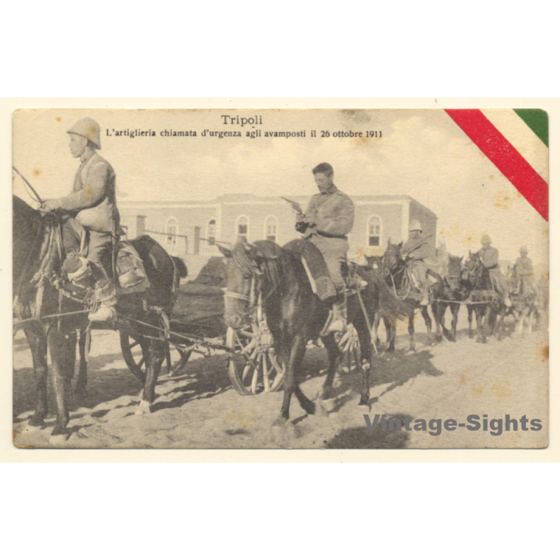 Italo-Turkish War (1911-1912): Artillery On It's Way To Outposts / Cavalry (Vintage PC ~1910s)