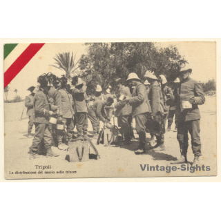 Italo-Turkish War (1911-1912): Tripoli - Distribution Of Rations In The Trenches (Vintage PC ~1910s)