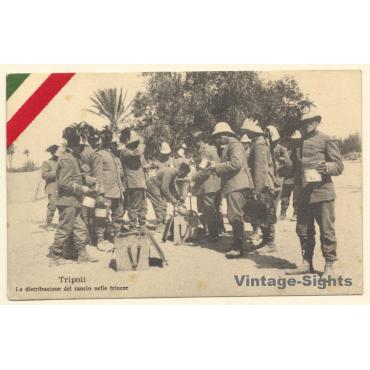 Italo-Turkish War (1911-1912): Tripoli - Distribution Of Rations In The Trenches (Vintage PC ~1910s)