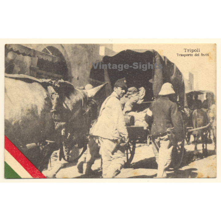 Italo-Turkish War (1911-1912): Tripoli - Transport Of The Injured (Vintage PC ~1910s)