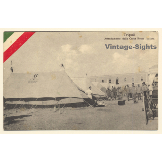 Italo-Turkish War (1911-1912): Tripoli - Red Cross Tents & Soldiers (Vintage PC ~1910s)