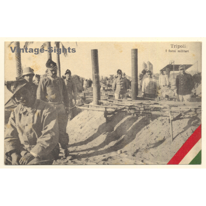 Italo-Turkish War (1911-1912): Tripoli - Military Camp Kitchen - Soldiers (Vintage PC ~1910s)