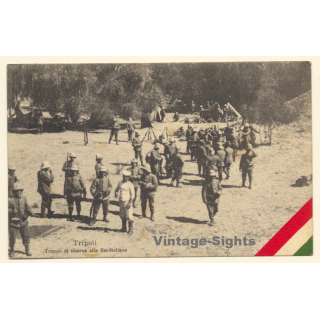 Italo-Turkish War (1911-1912): Tripoli - Reserve Troops At Bu-Meliana (Vintage PC ~1910s)