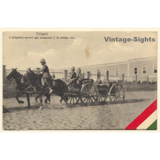 Italo-Turkish War (1911-1912): Tripoli - Artillery Attending Outposts (Vintage PC ~1910s)