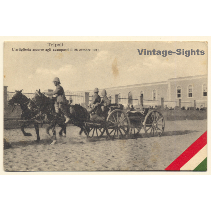 Italo-Turkish War (1911-1912): Tripoli - Artillery Attending Outposts (Vintage PC ~1910s)