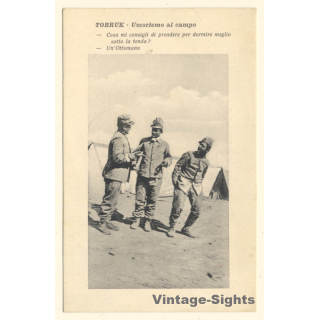 Italo-Turkish War (1911-1912): Tobruk - Italian Soldiers - Humor *2 (Vintage PC ~1910s)