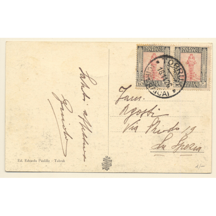 Colony Italian Tripolitania: Tobruk - Boarding Pier - Steamer (Vintage PC 1926)