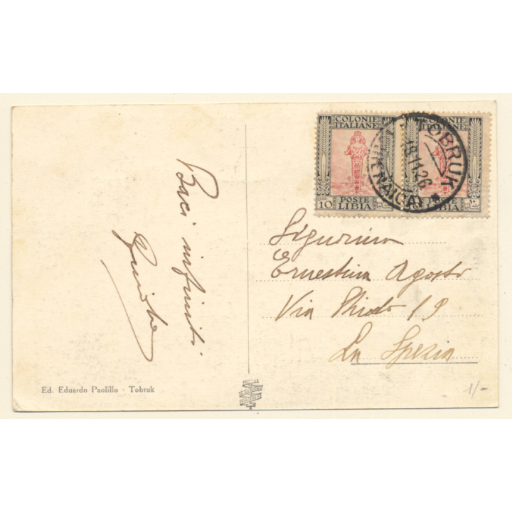 Colony Italian Tripolitania: Tobruk - Water Well - Indigenous - Soldiers (Vintage PC 1926)