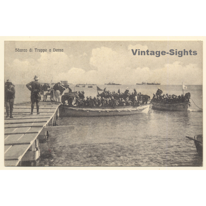 Italo-Turkish War (1911-1912): Landing Of Troops At Derna (Vintage PC 1912)