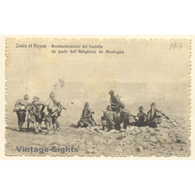 Colony Tripoli Italiana: Zavia El Nayan - Bombardment Of Castle (Vintage PC 1917)